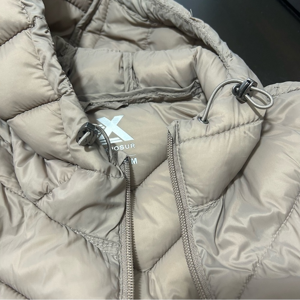 Xeroxposur Quilted Hooded Jacket Lightweight Hidden Pockets Espresso Sz Medium - Picture 8 of 13